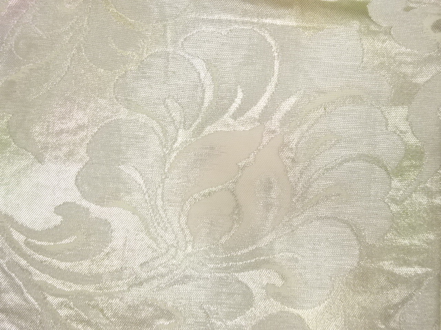  アンティーク　服部織物製　こはく錦　唐花模様織り出し袋帯（材料）